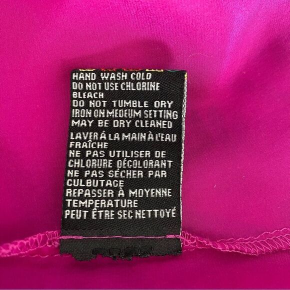 Kersh Hot Pink Halter Top Barbie Mock Turtleneck Side Bowtie SZ S - Picture 12 of 13